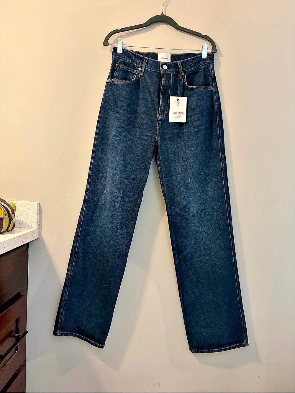 Reformation Val 90s Mid Rise Straight Jeans Blue